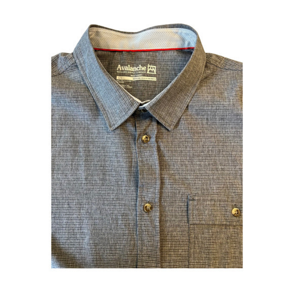 Avalanche Mens Button Up‎ Short Sleeve Shirt Size Large Gray